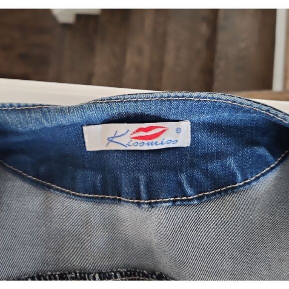 Embellished Pearls And Rhinestones Blue Jean Jacket Size M - Picture 6 of 7